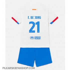Koszulka piłkarska Barcelona Frenkie de Jong #21 Strój wyjazdowy dla dzieci 2023-24 tanio Krótki Rękaw (+ Krótkie spodenki)